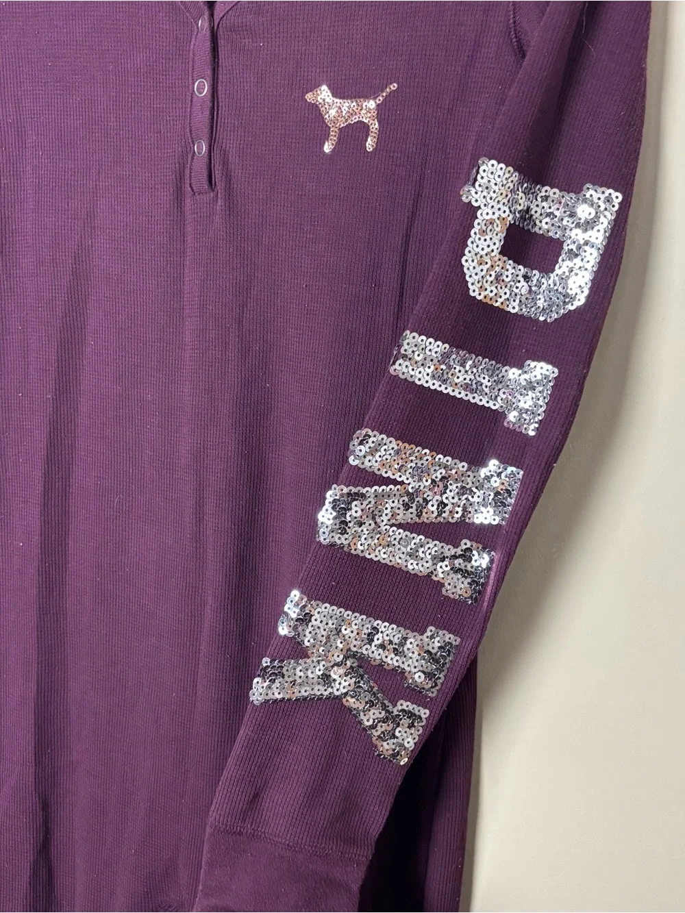 Victoria's Secret PINK Bling Thermal Long Jane One Piece Onesie Pajama Size S